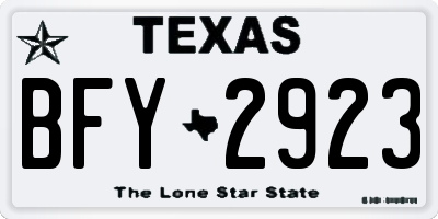 TX license plate BFY2923
