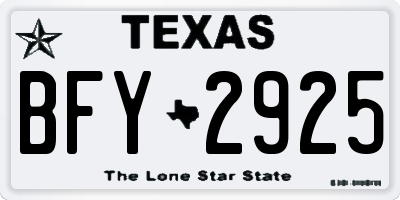 TX license plate BFY2925