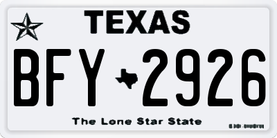 TX license plate BFY2926