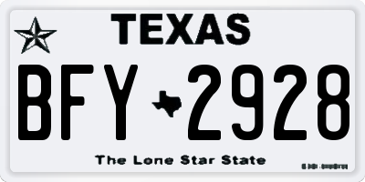TX license plate BFY2928