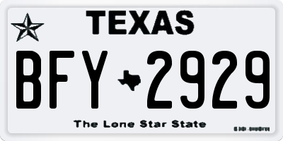 TX license plate BFY2929
