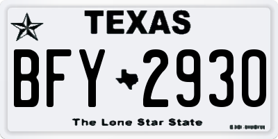 TX license plate BFY2930