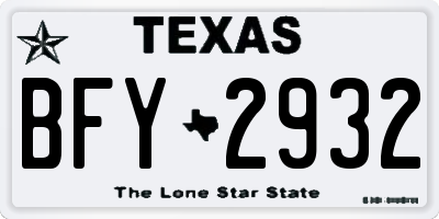 TX license plate BFY2932