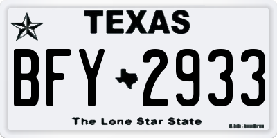 TX license plate BFY2933