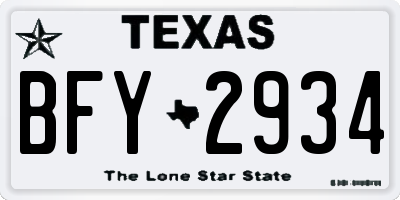 TX license plate BFY2934