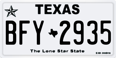 TX license plate BFY2935
