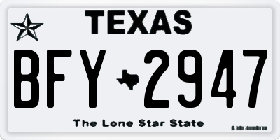 TX license plate BFY2947