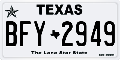 TX license plate BFY2949