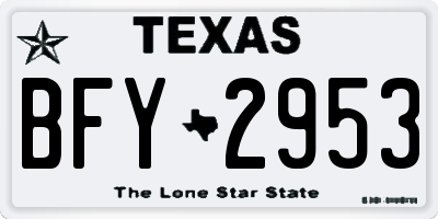 TX license plate BFY2953