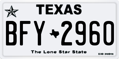 TX license plate BFY2960