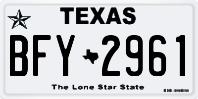 TX license plate BFY2961