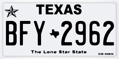 TX license plate BFY2962