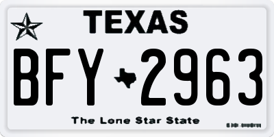 TX license plate BFY2963