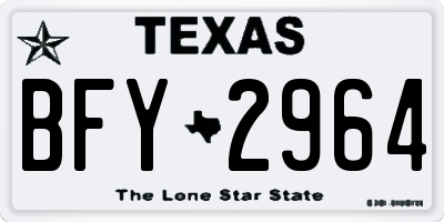 TX license plate BFY2964