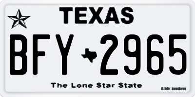 TX license plate BFY2965