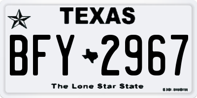 TX license plate BFY2967