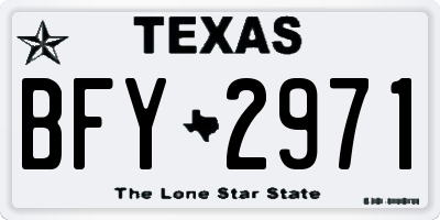 TX license plate BFY2971