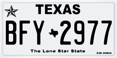 TX license plate BFY2977