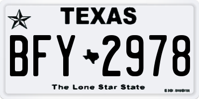 TX license plate BFY2978