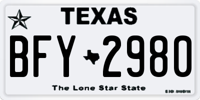 TX license plate BFY2980