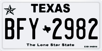 TX license plate BFY2982