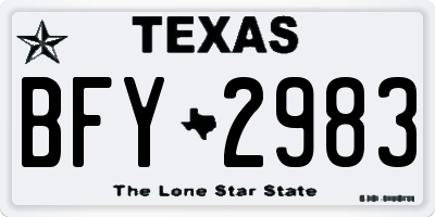 TX license plate BFY2983