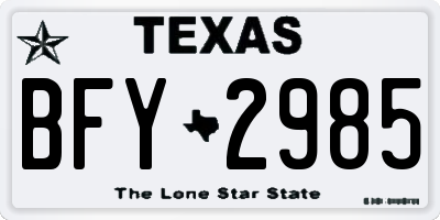 TX license plate BFY2985