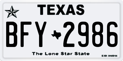 TX license plate BFY2986