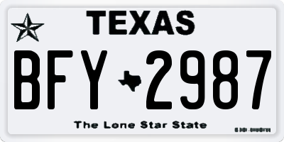 TX license plate BFY2987