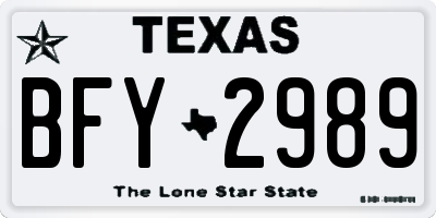 TX license plate BFY2989