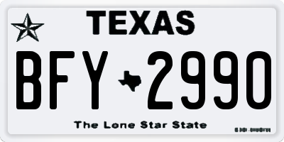 TX license plate BFY2990