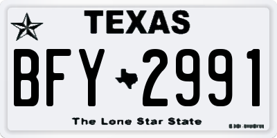 TX license plate BFY2991