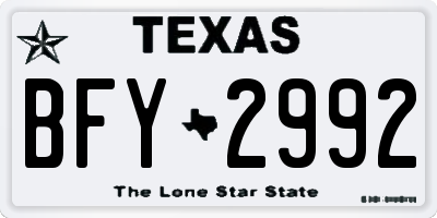 TX license plate BFY2992