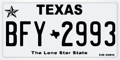 TX license plate BFY2993