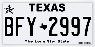 TX license plate BFY2997
