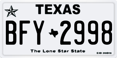 TX license plate BFY2998