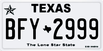 TX license plate BFY2999