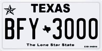 TX license plate BFY3000