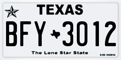 TX license plate BFY3012