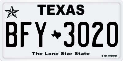 TX license plate BFY3020