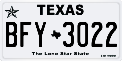 TX license plate BFY3022