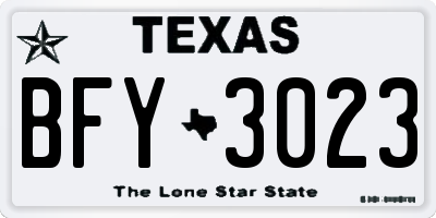 TX license plate BFY3023
