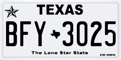 TX license plate BFY3025