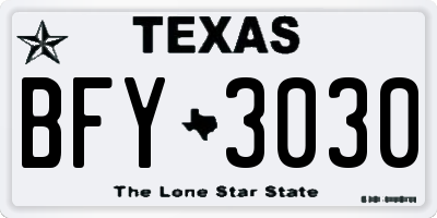 TX license plate BFY3030