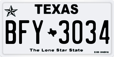 TX license plate BFY3034