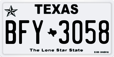TX license plate BFY3058