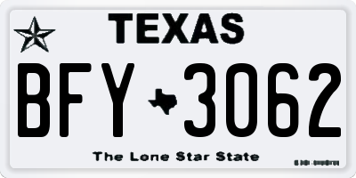 TX license plate BFY3062