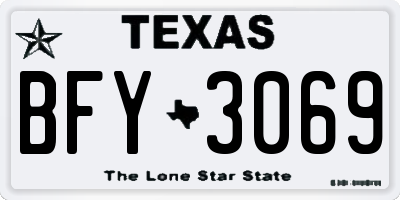 TX license plate BFY3069