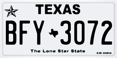 TX license plate BFY3072