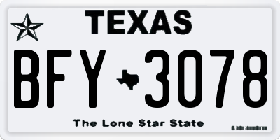 TX license plate BFY3078
